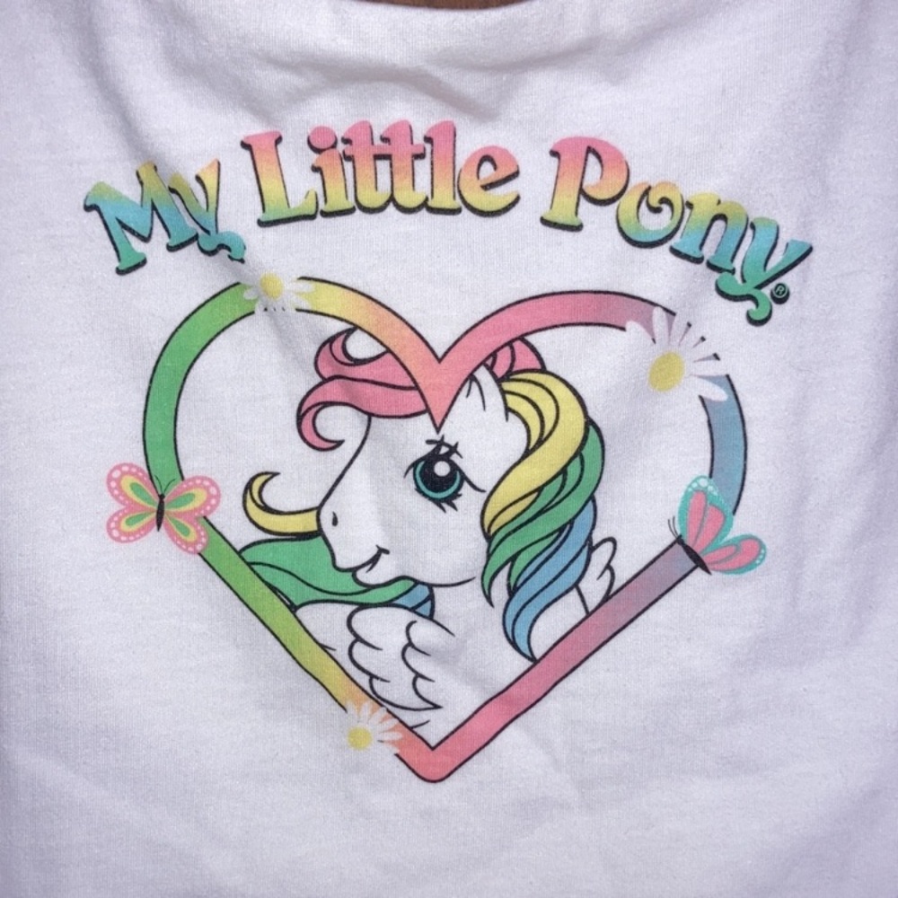 My little pony white crop top casual summer cropped sleeveless size L juniors - Picture 3 of 9